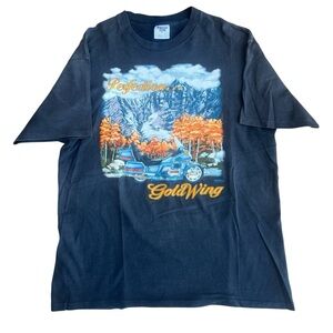 Vtg 90s Single Stitch Tennessee River  Honda Goldwing Motorcycle T-Shirt Blk XL